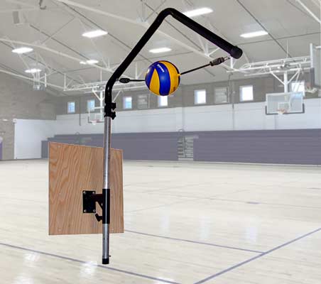 Volleyball Spike Trainer VST-400 for Permanent Wall Mount Installation in Junior and High School Gyms and Volleyball Club Training Facilities. Perfect your Volleyball hitting technique using the most cost-effective and durable Volleyball Spike Trainer on the market. Work on your Volleyball footwork, Volleyball Approach, Jump Technique, Volleyball Arm Swing, and Volleyball Contact.